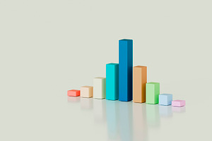 3D Colorful Bar Chart – Abstract Data Visualization, a Business Photo by RF Images