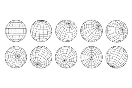 3d globe grid, planet sphere