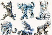 Watercolor Snow Leopard Clipart, an Animal Illustration by Design Scotch (Thumbnail 6 of 8)