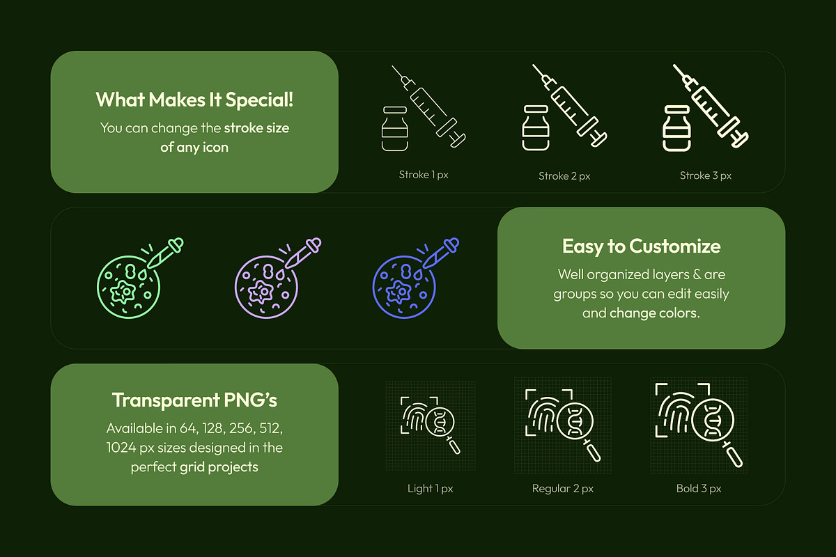 Bio Icons Art Set, an Outline Icon by Prosymbols (Photo 2 of 8)