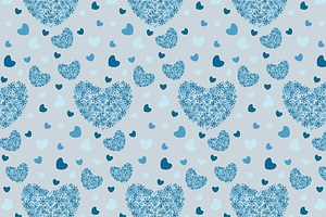 pattern with snowflake hearts, a Texture Illustration by JYa_Design