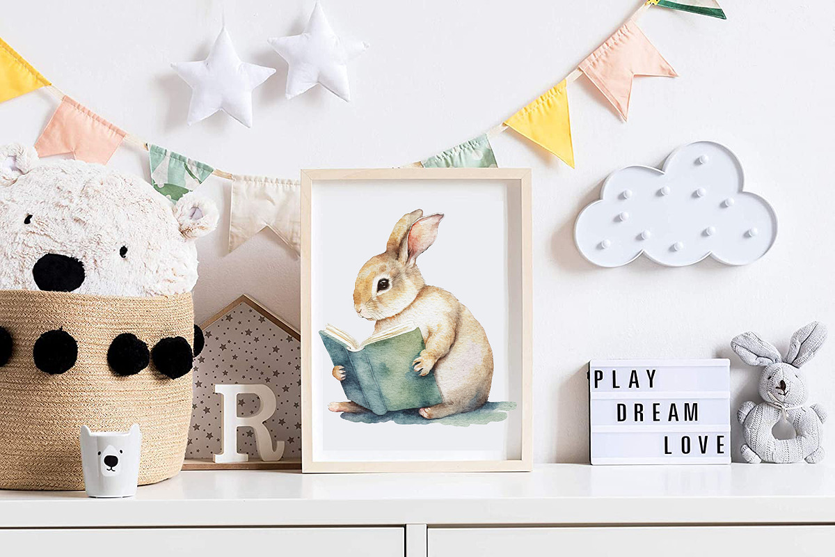Bunny and Books. Watercolor rabbit, an Animal Illustration by AlineArtStore (Photo 8 of 15)