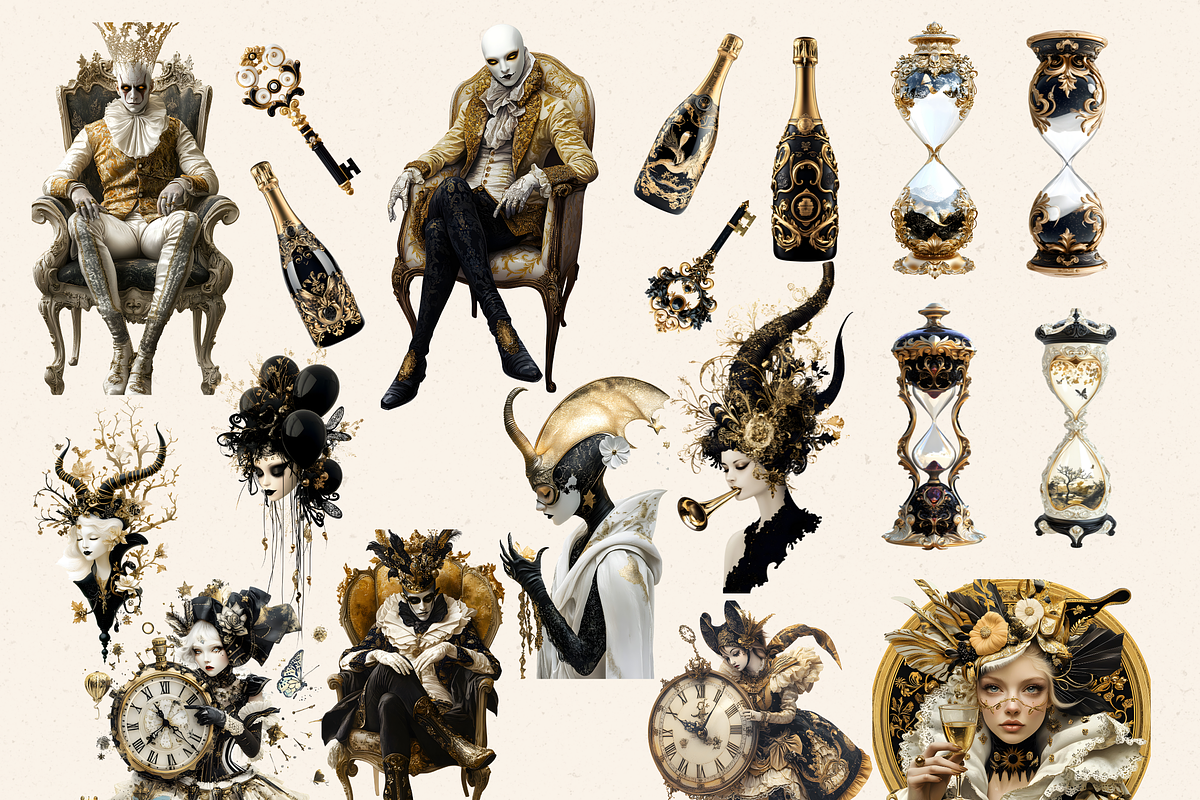 MOST PECULIAR NEW YEAR CLIPART PACK, a Person Illustration by Daring Digies (Photo 5 of 10)