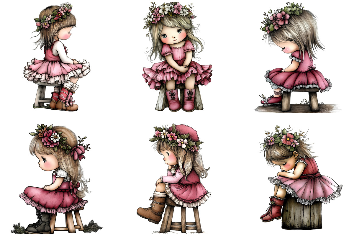 Cute Flower Girl Clipart, an Illustration by DreamArtGraphic (Photo 5 of 5)