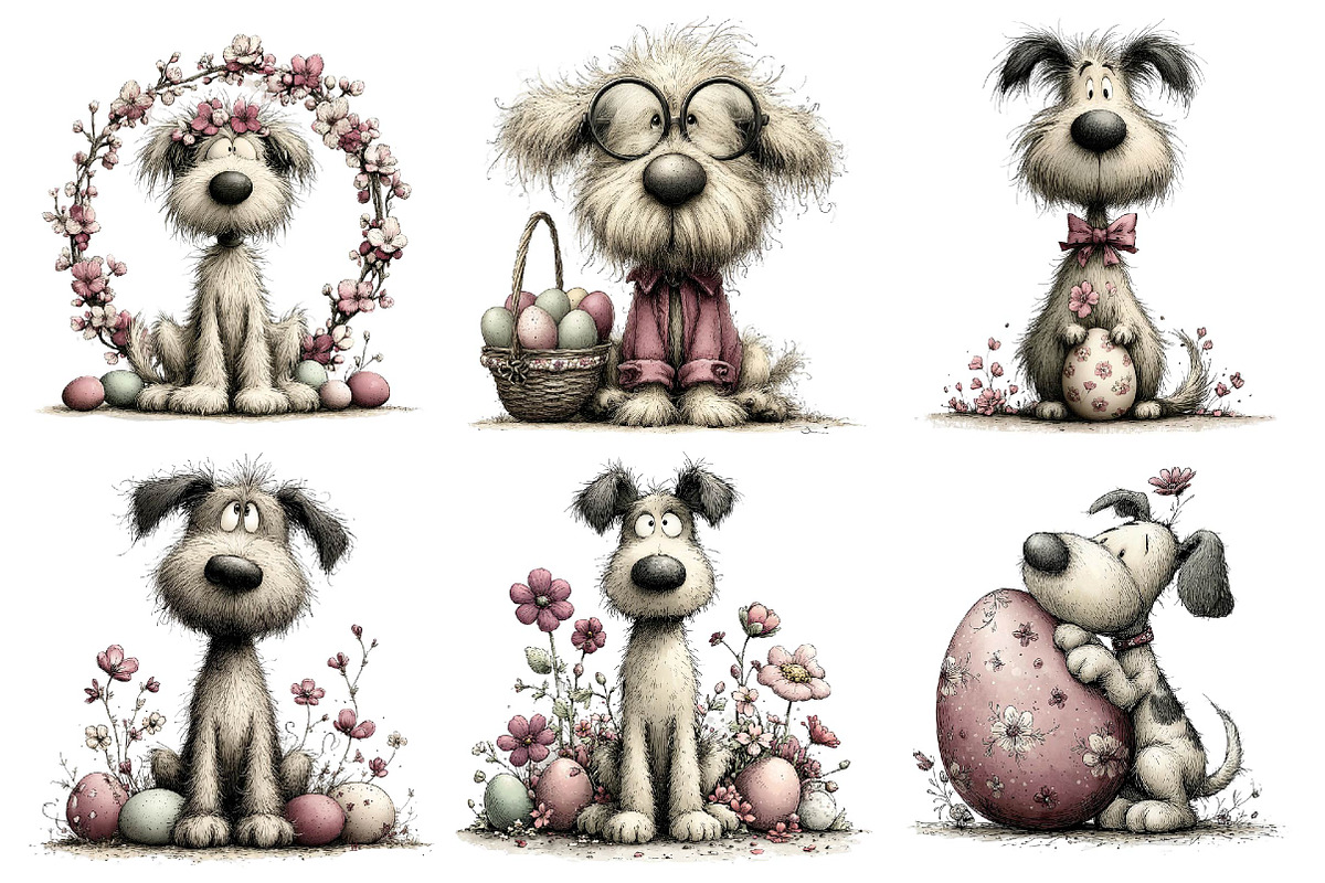 Whimsical Easter Dogs Clipart, an Illustration by DreamPrint404 (Photo 3 of 7)