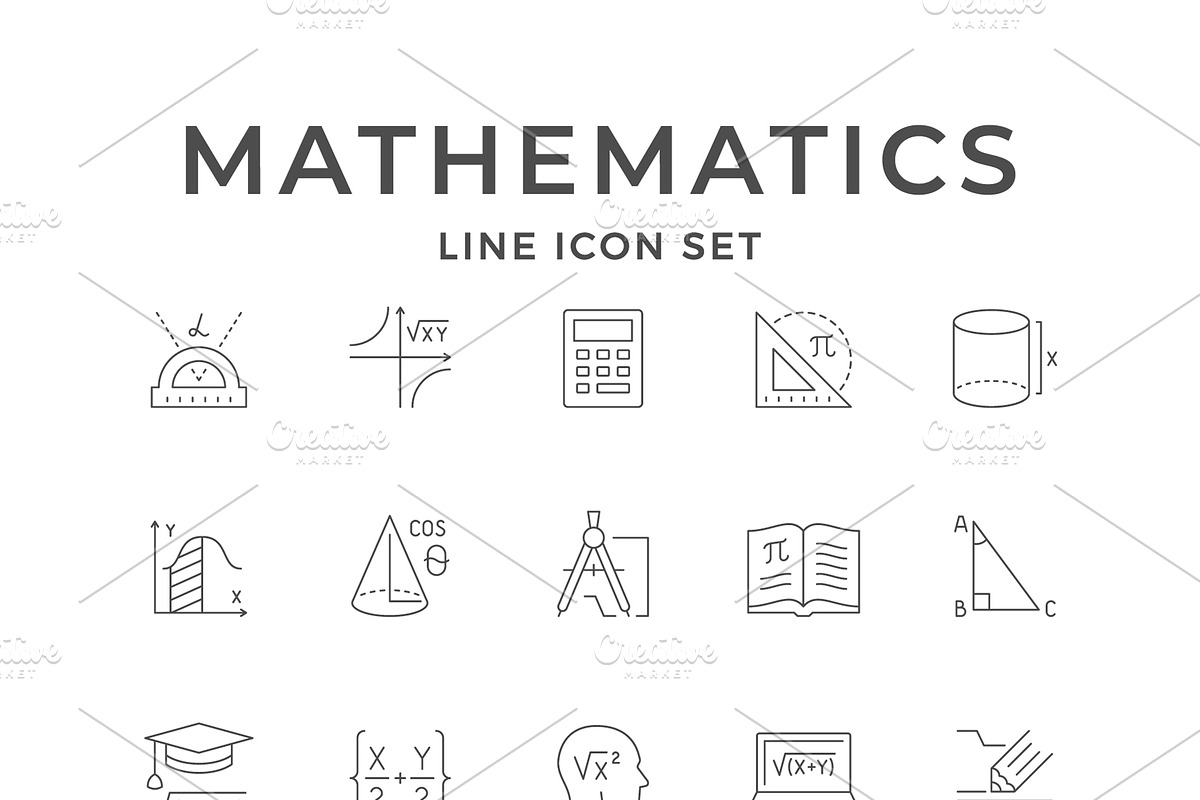 Set line icons of mathematics, an Outline Icon by motorama (Photo 1 of 2)