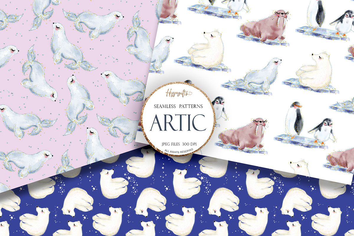 Artic animals patterns, a Pattern Graphic by TheHappyGiftArt
