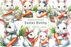 Watercolor Easter Bunny Clipart