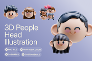 3D People Head Illustration, an Object Graphic by Illustrava (Thumbnail 1 of 7)