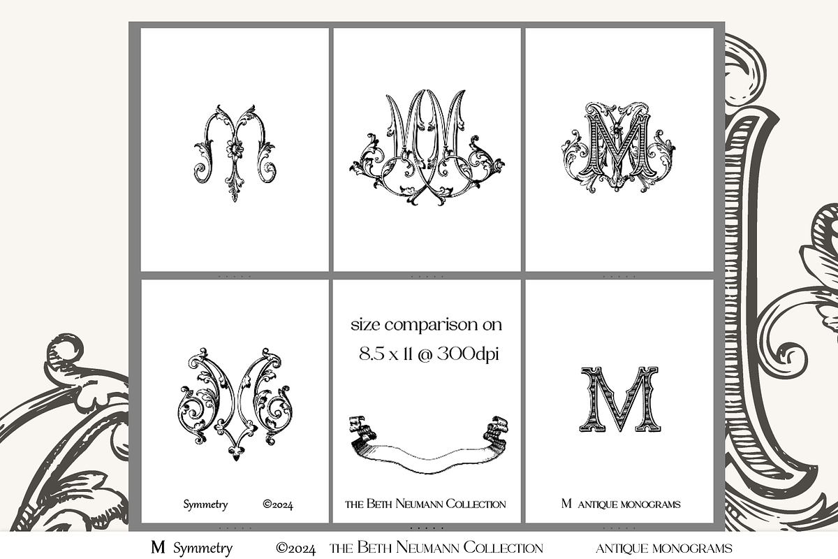 Antique Vintage Monogram Initial M, an Object Graphic by Antique Monograms (Photo 3 of 4)