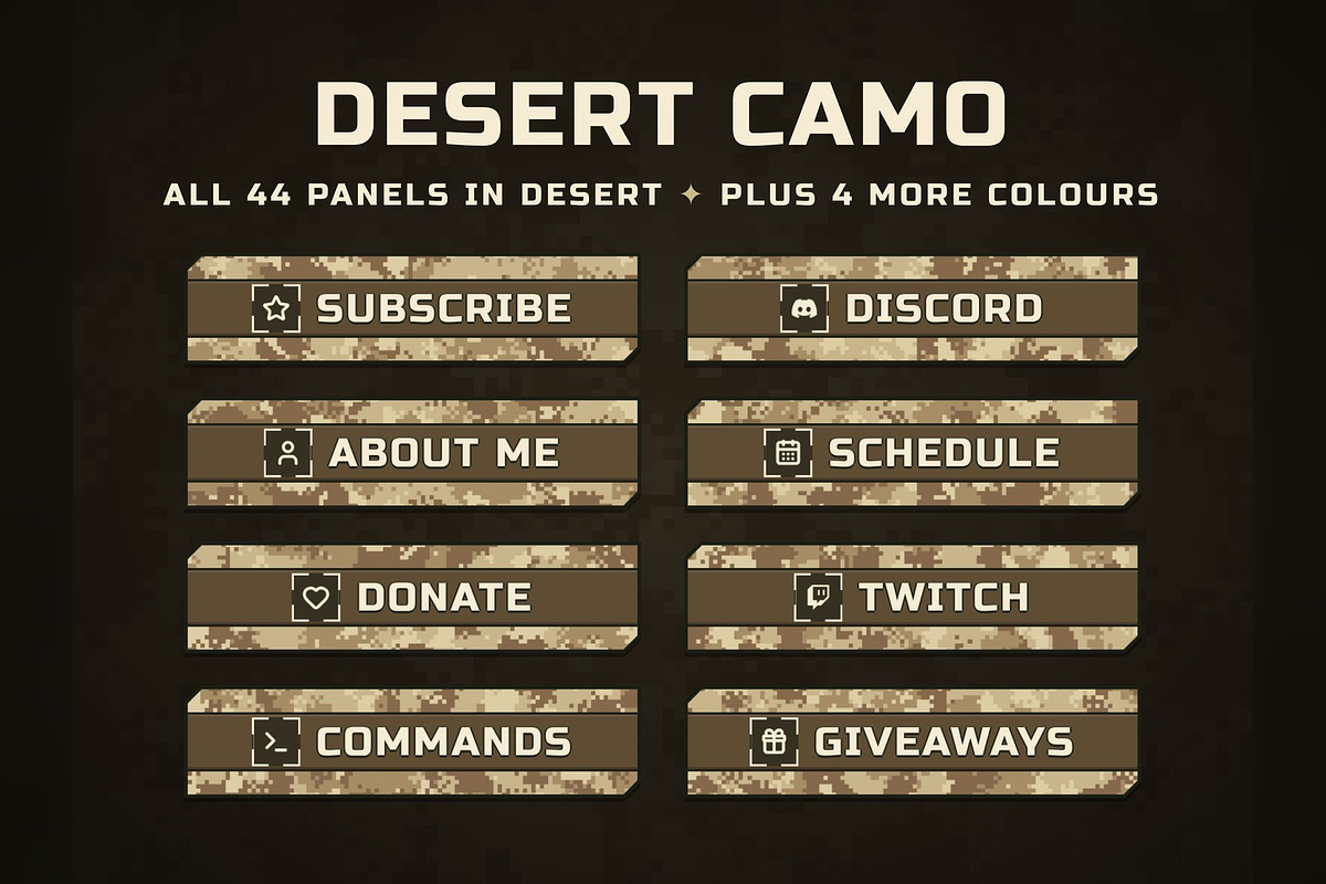 Camo Twitch & Kick Panels, an Object Graphic by Gear Store (Photo 8 of 11)