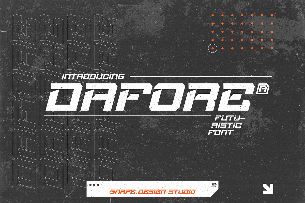 Dafore - Futuristic Font, a Sans Serif Font by Snape Design Studio (Photo 1 of 5)