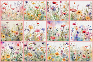 Watercolor Wildflower Backgrounds