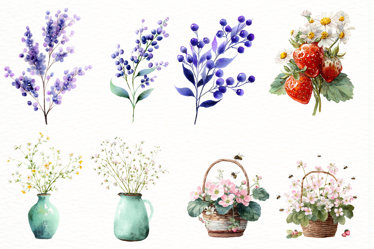 Watercolor Spring Flower clipart, an Illustration by Designworld (Photo 4 of 5)