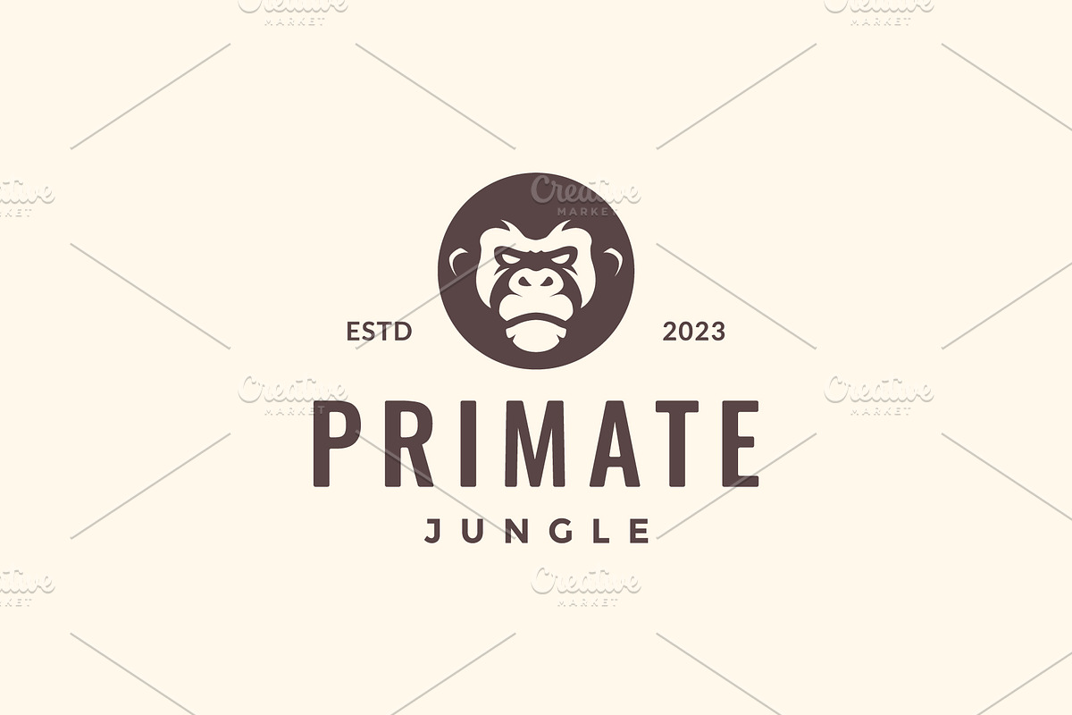primate gorilla portrait logo, a Branding & Logo Template by devastd