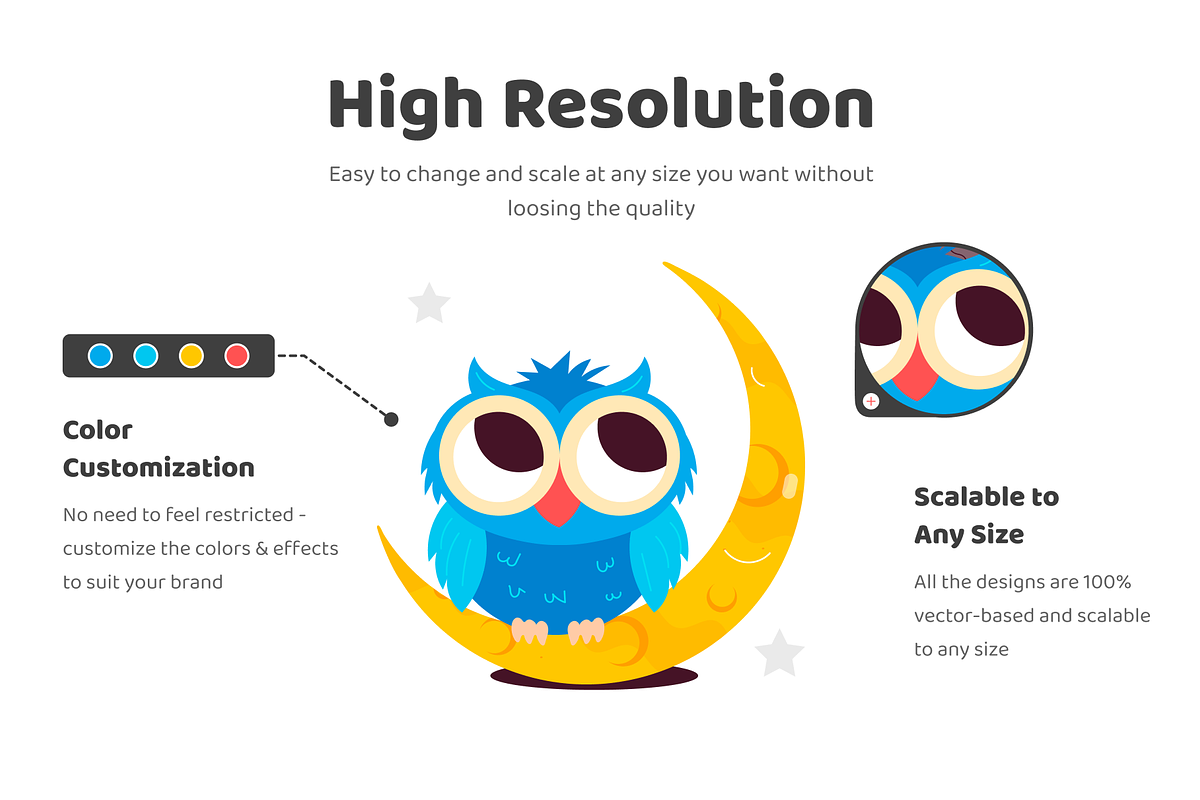 Moon Cartoon Stickers Set, an Emoji Icon by Vectors Market (Photo 3 of 6)