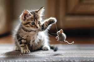 A cute kitten energetically playing, a Photo by Iftikhar Alam