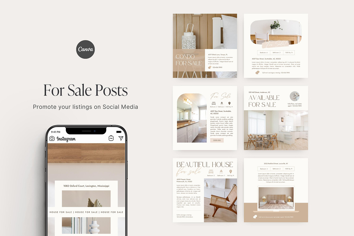 Real Estate Instagram Post Template, a Social Media Template by LiliesandBerries (Photo 6 of 22)