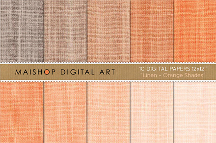 Linen Digital Paper Orange Shades, a Texture Graphic by Maishop