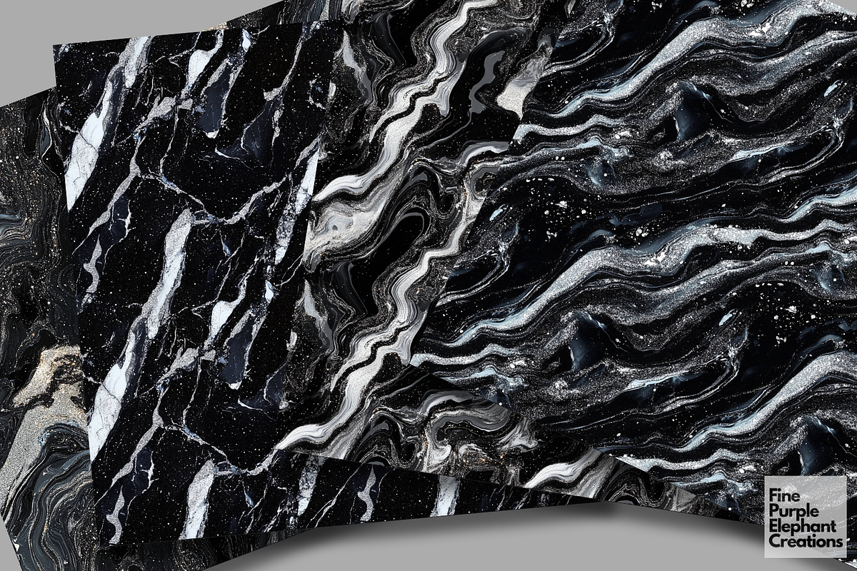 Black Silver Marble Texture, a Pattern Graphic by Fine Purple Elephant (Photo 4 of 5)