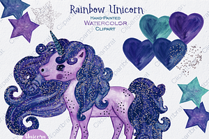 Purple & Navy Blue Rainbow Unicorn