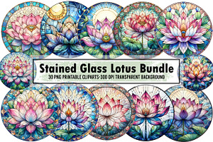 Stained Glass Lotus Bundle, an Illustration by Sublimation Artist