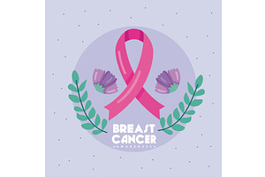 breast cancer lettering card, a Healthcare Illustration by studiogstock