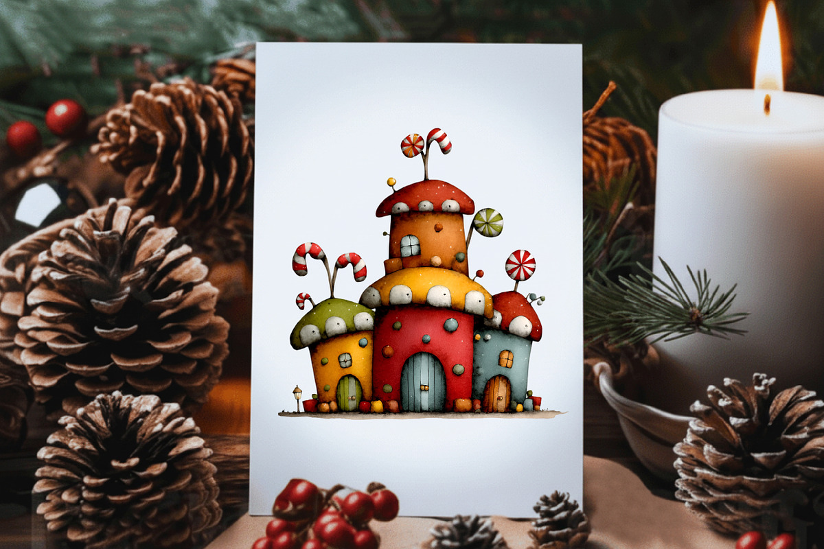 Whimsical Christmas House Clipart, an Illustration by Dream Creation (Photo 6 of 7)
