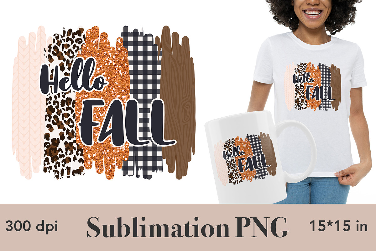 Hello Fall Sublimation PNG, a Seasonal Illustration by GlamArtZhanna (Photo 1 of 3)