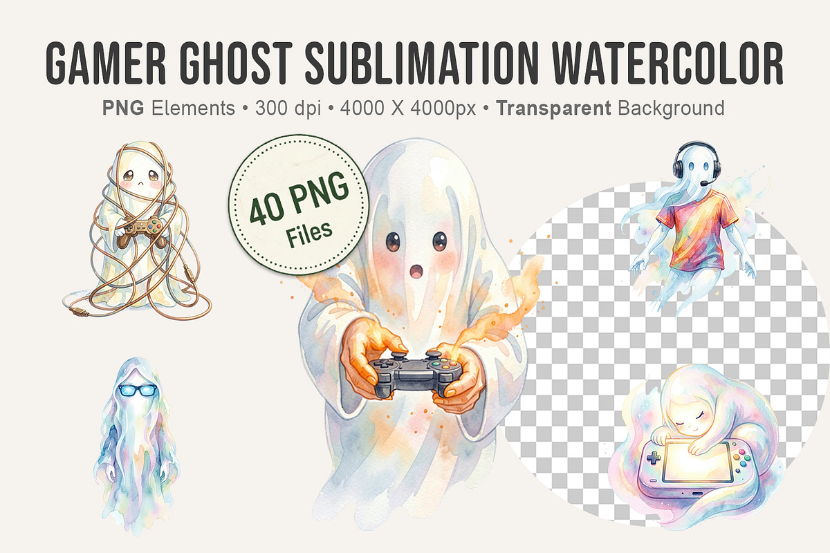 Gamer Ghost Sublimation Bundle, an Illustration by Artnoy (Photo 1 of 8)