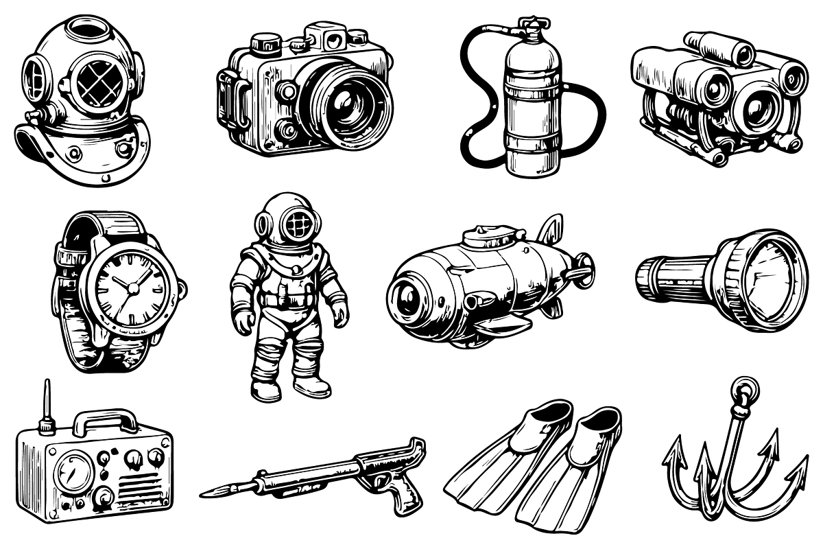 Vintage Diving Gear Set, an Object Graphic by RT Studio (Photo 2 of 4)