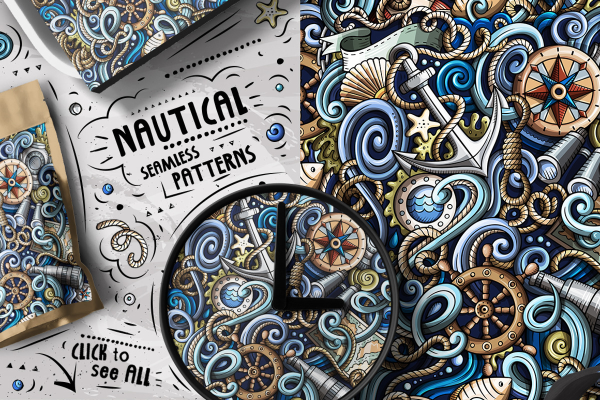 Nautical Cartoon Doodle Pack, a Decorative Illustration by BALABOLKA (Photo 6 of 10)