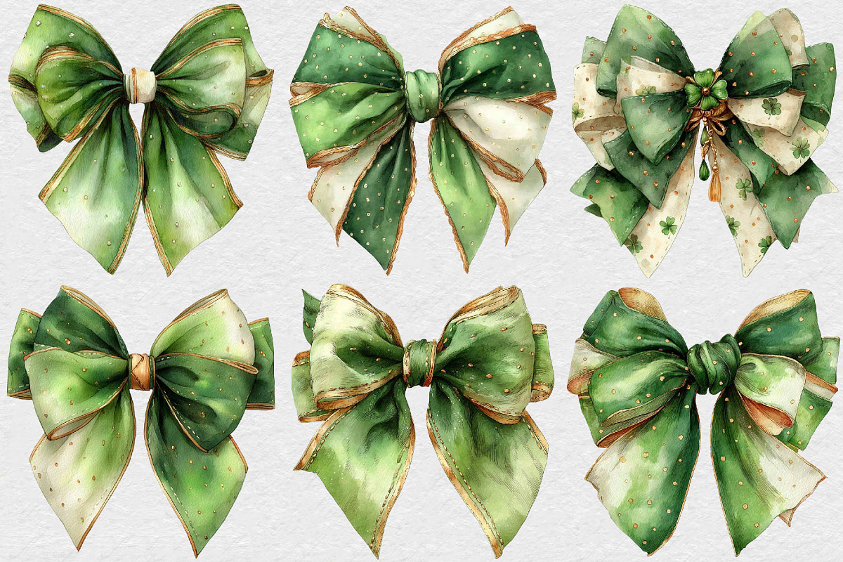 St. Patrick's Day Bow Clipart, an Illustration by DreamCafeArt (Photo 3 of 6)