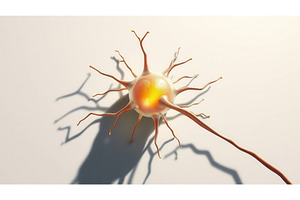 3D illustration of a neuron cell, an Illustration by tilialucida