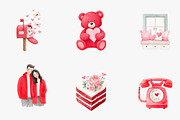 watercolor valentines day clipart, an Illustration by CreationArt (Thumbnail 4 of 7)