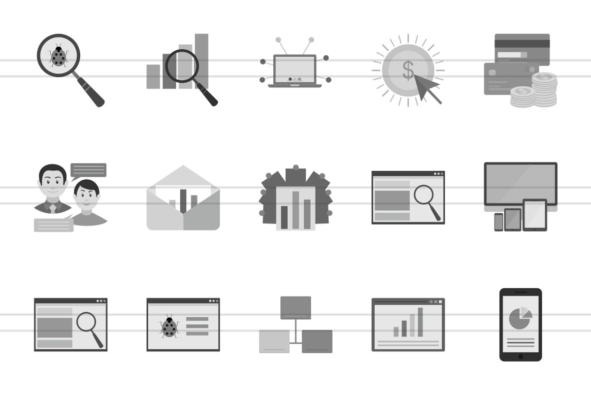 50 SEO Greyscale Icons preview 2