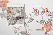 Orange Flowers and Birds Pattern, a Pattern Graphic by paper aesthetic (Thumbnail 5 of 9)