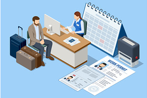 Isometric illustration of a migrant, a Person Illustration by Golden Sikorka