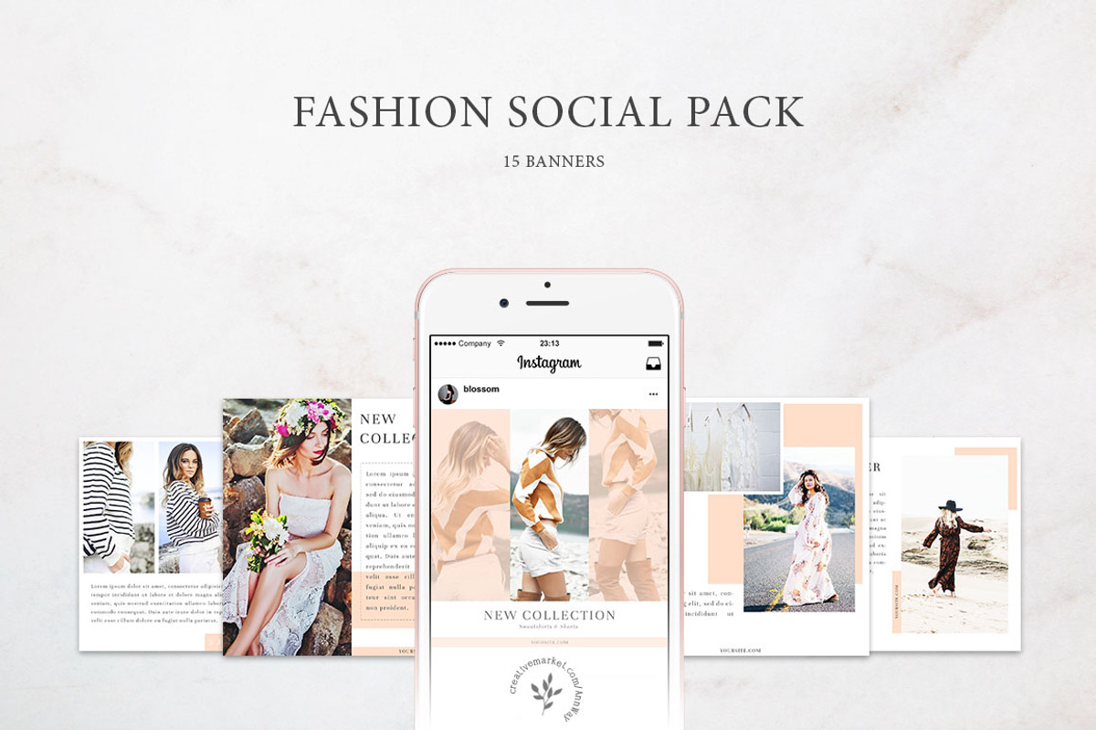Instagram / Fashion Social Pack 2, a Social Media Template by Blossom (Photo 1 of 6)