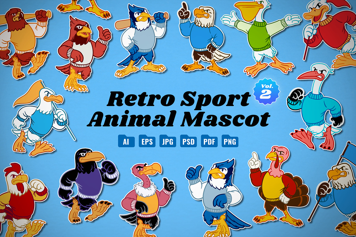Retro Sports Animal Mascot Vol 2, an Animal Illustration by bazzier_graphik (Photo 1 of 7)