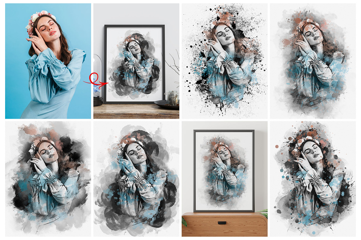 Mixed Art Watercolor Effect Template, an Action Add-On by MRI STUDIO (Photo 2 of 24)