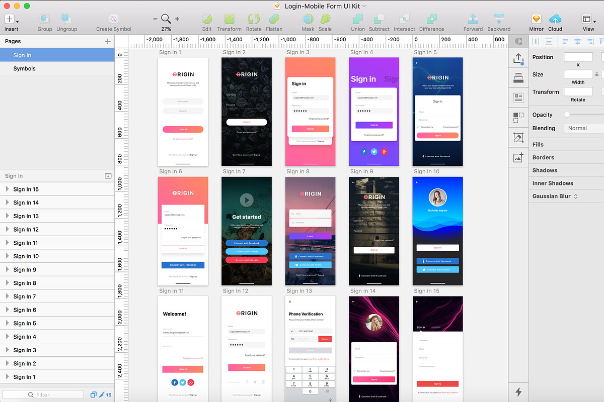Login - Mobile UI Kit for iPhone X, an App Template by hoangpts