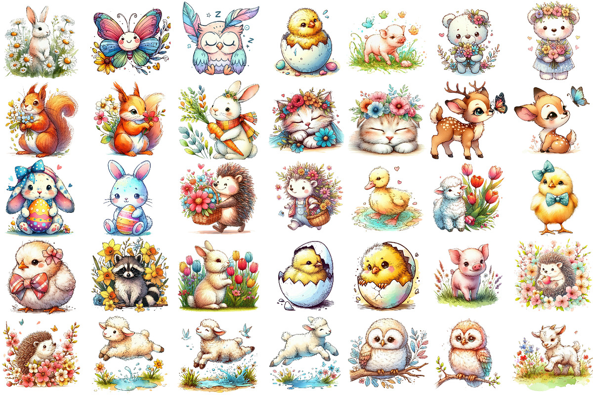 Cute Spring Animals Sublimation Clip, an Illustration by Sublimation Artist (Photo 2 of 6)