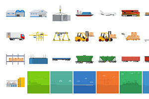 Warehouse And Logistics Banner Set