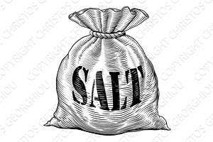 Sack Bag of Salt Concept in Vintage, an Object Illustration by Christos Georghiou