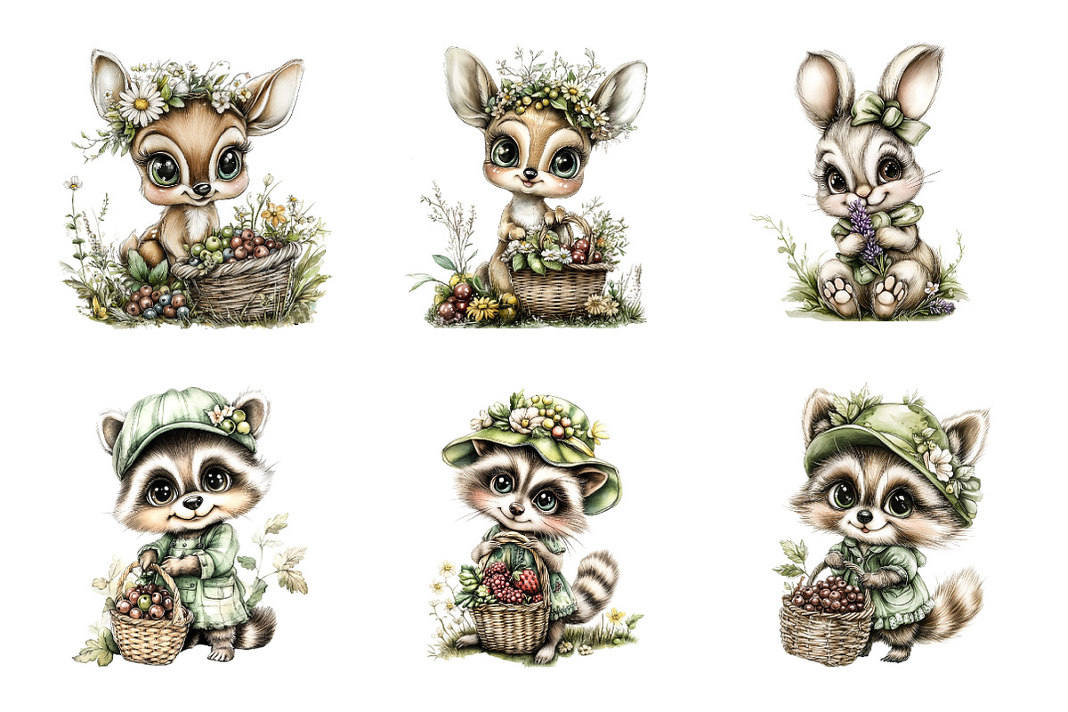 Summer Woodland Animals Clipart, an Illustration by SinaCreation (Photo 3 of 9)