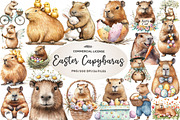 Hoppy Easter Capybaras Clipart, an Illustration by CreationArt (Thumbnail 1 of 5)