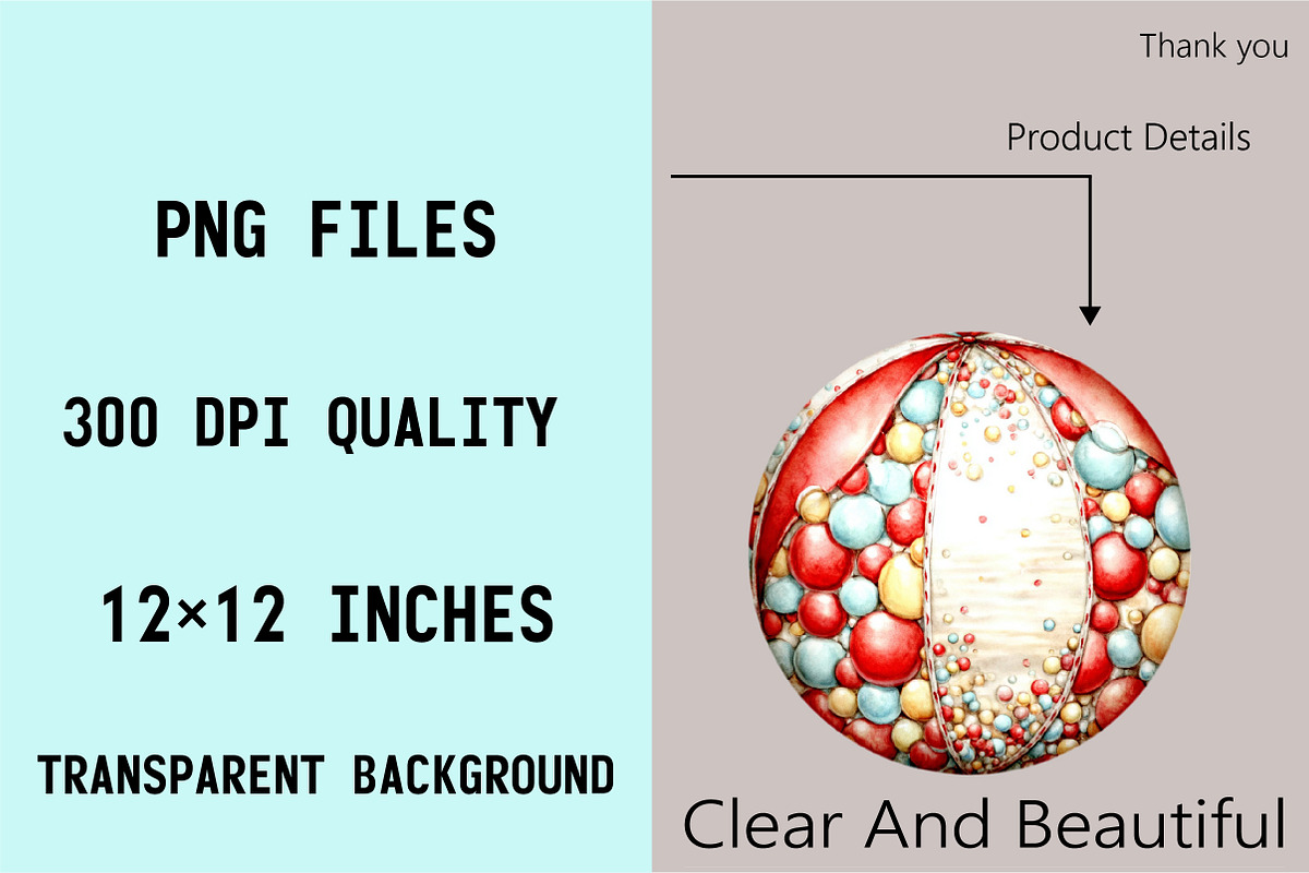 Whimsical Summer Beach Ball Clipart, an Illustration by SVGArt (Photo 4 of 9)