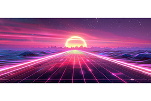 Futuristic synthwave landscape with, an Abstract Photo by piter.goskov