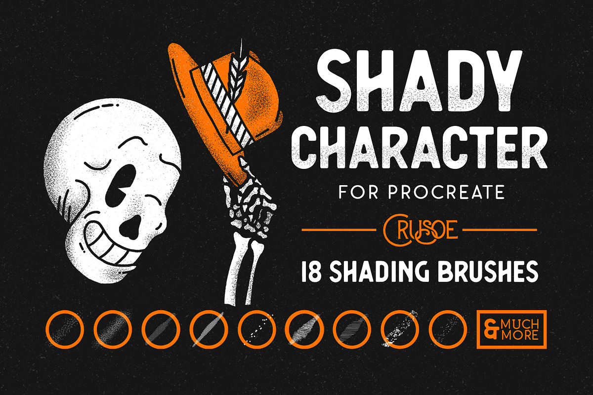 Shady Character For Procreate, a Brush Add-On by Crusoe Design Co. (Photo 1 of 10)